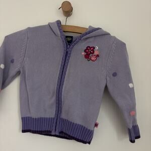 Vintage Y2K Oshkosh Floral Sweater Zip front Hooded Spring Childs 4T